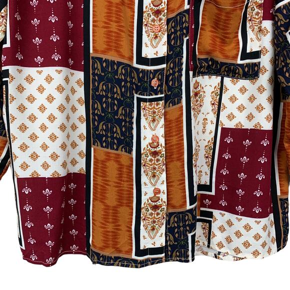 Tru Self Shirt Blouse Top Mixed Patterns Button Front Women’s L - Picture 4 of 9